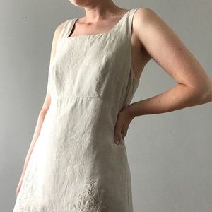 Embroidered linen mini dress
